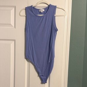 Blue ribbed bodysuit